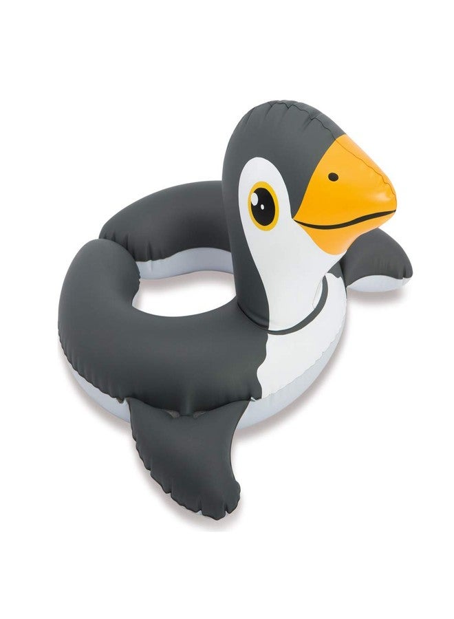 SHREE HANS CREATION Playful Animal Shape Swim Pool Water Float Ring Tube Boat for Kids Inflatable Flamingo Penguine Duck Shaped Swimming Pool Tub Swim Safety Ring for Baby (Penguine) - Image 1